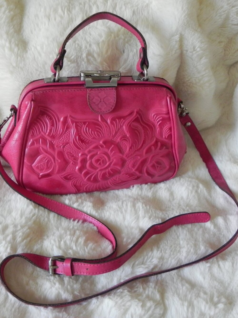 Patricia Nash Floral Embossed Leather Crossbody Handbag